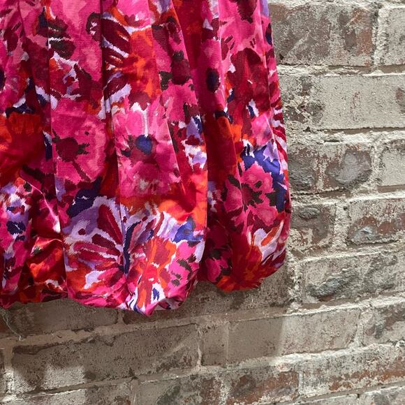 NWT BCBGMAXAZRIA Pink Begonia Sateen Floral Strapless Cocktail Dress Size 12 - Picture 4 of 7